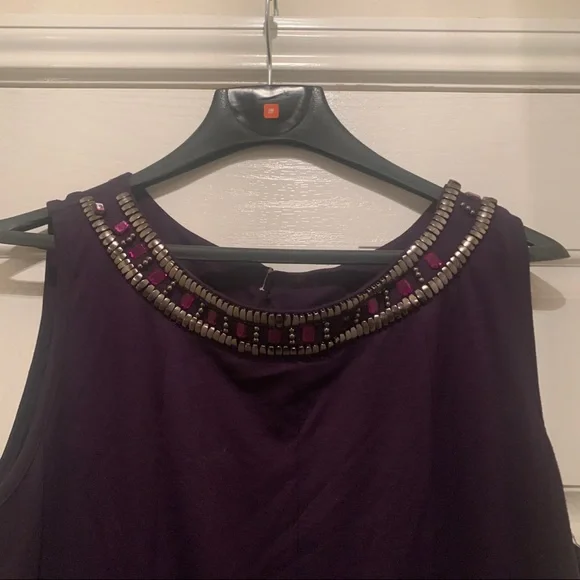 Purple Bejewled Flare Tail Dress - Picture 3 of 16